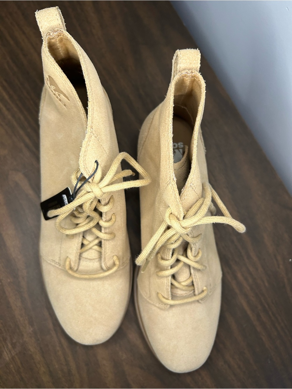 SOREL Evie II NM Lace Waterproof Wedge Boots Canoe Tan Women's 9.5 NWT - Picture 4 of 9